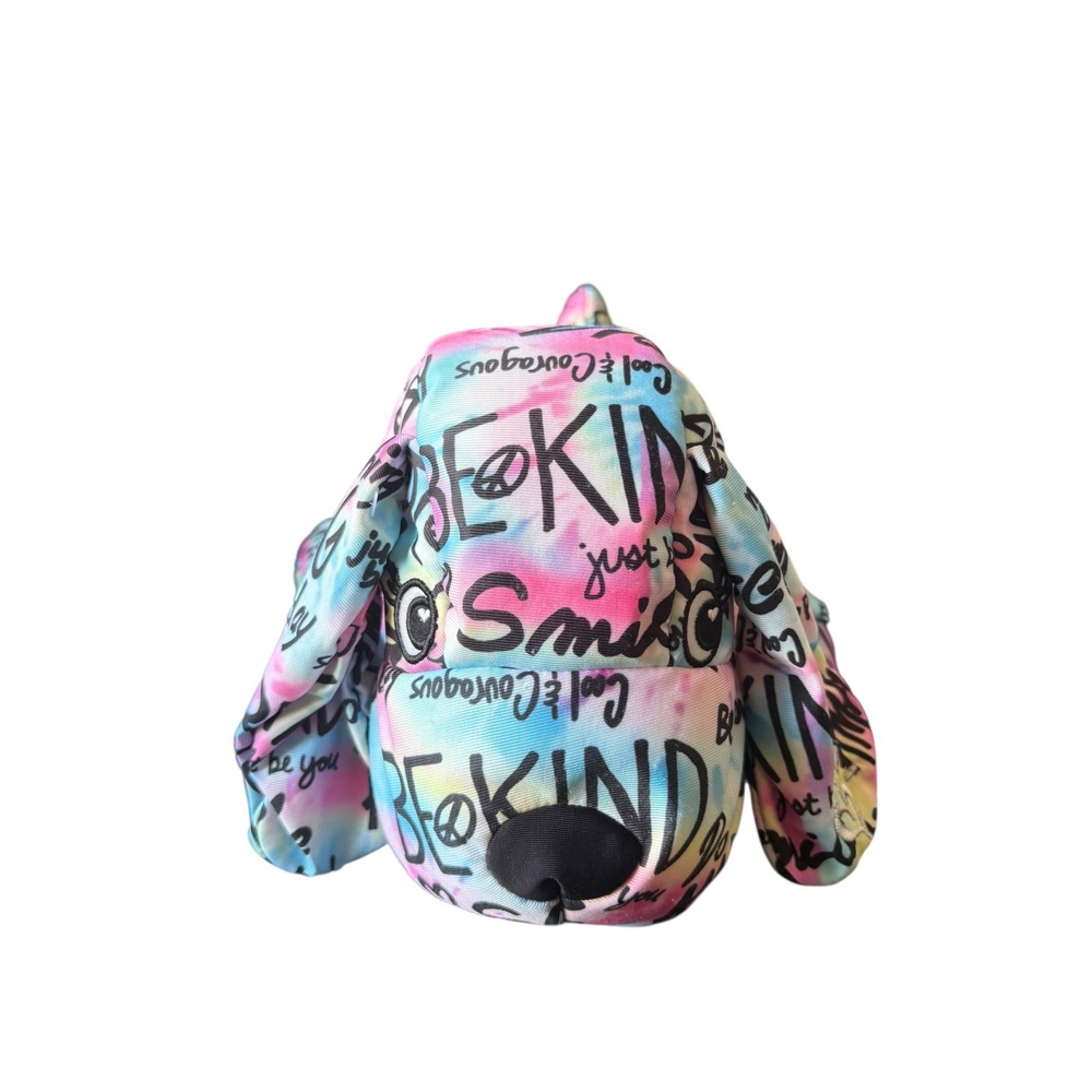 Justiceโ Be Kind Tie Dye Plush Dog Stuffed Animal Positive Quote Pillow